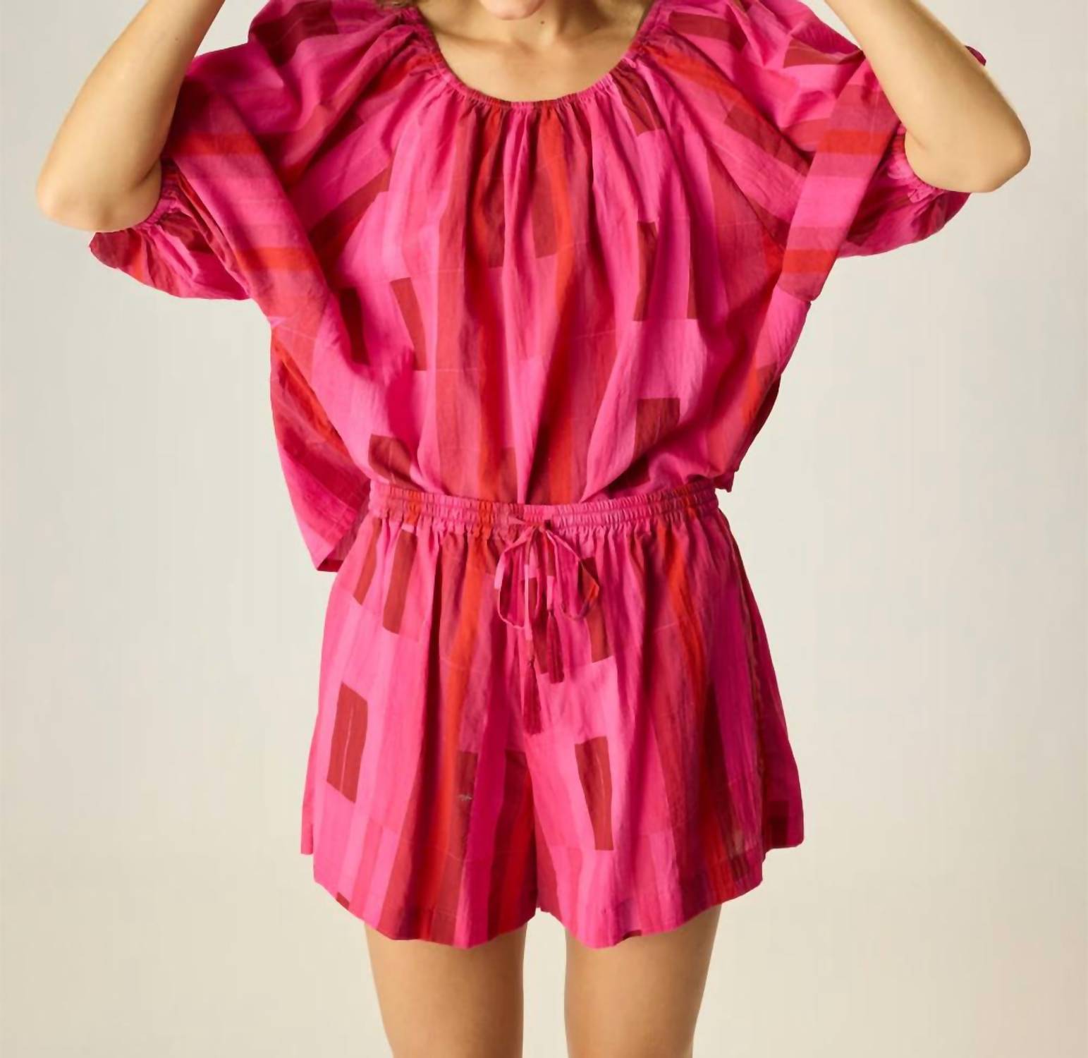 natalie martin Jasper Short in sea glass cotton pink - women's shorts - detail view