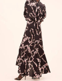 Misa Los Angeles Luella Satin Top in chained blossom - women's blouse - detail view