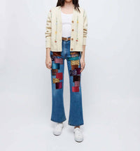 Re/Done - Pre-loved 50s V-neck Cardigan With Floral Embroidered Vines