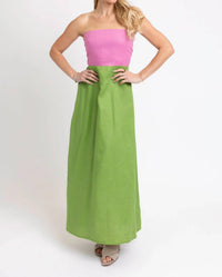Karlie - Colorblock Linen Maxi Dress