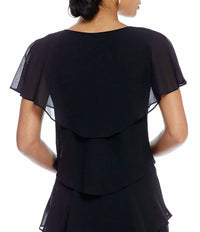 Slny - Georgette Tiered Capelet Dress