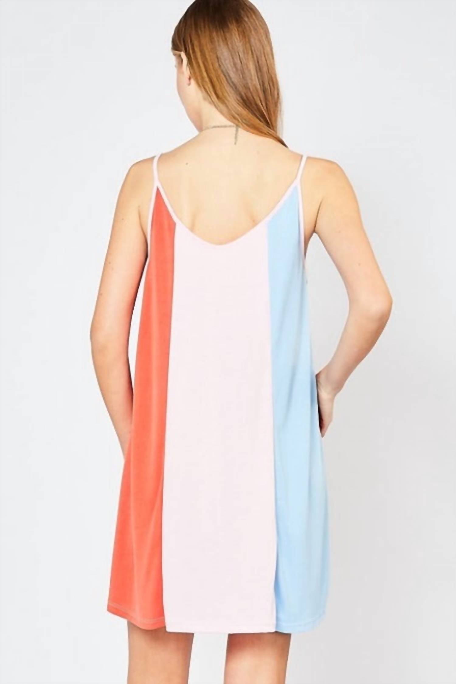 Entro - Color Block Sleeveless Mini Dress