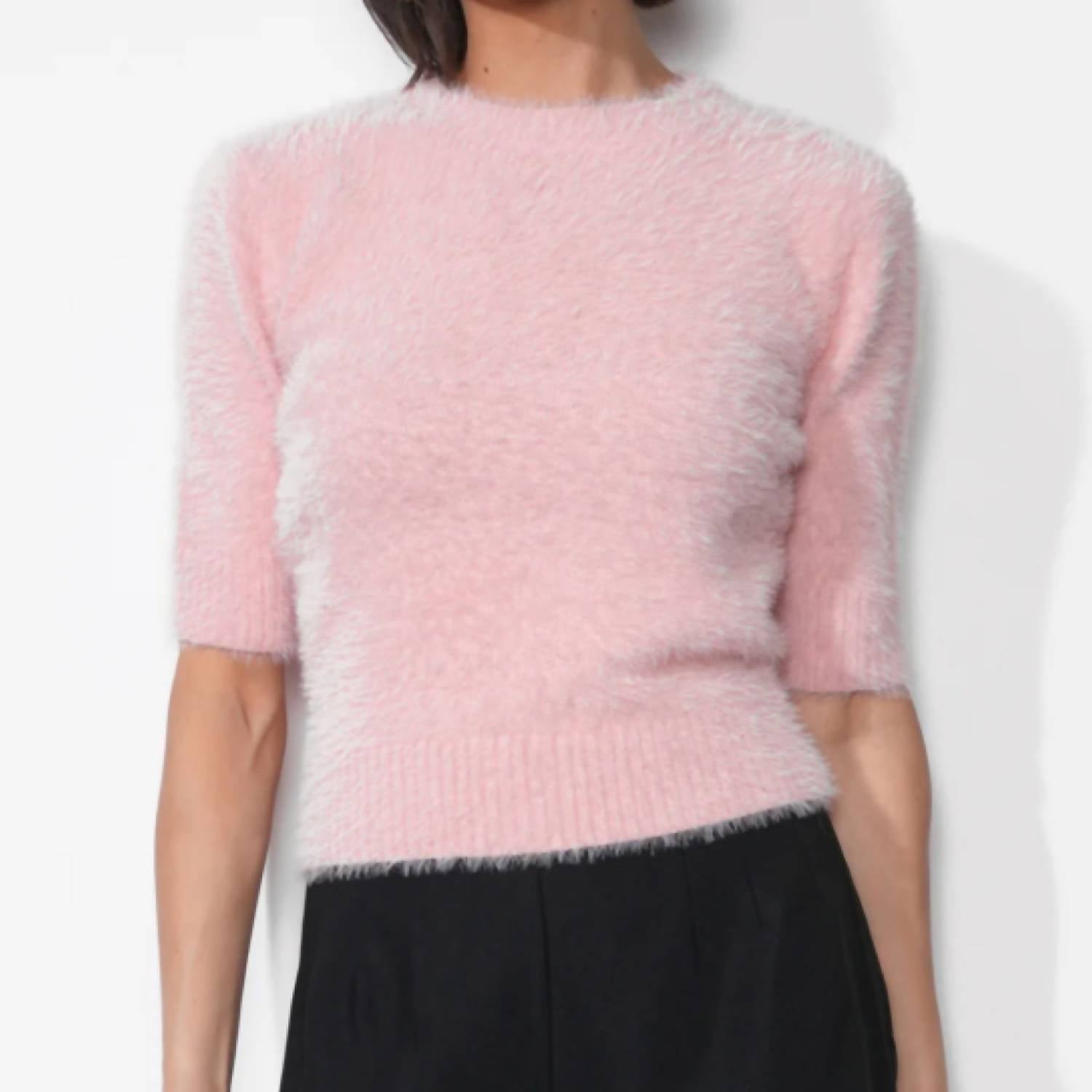 GREYLIN Odette Crew Neck Sweater in pink lemonade - women's sweater