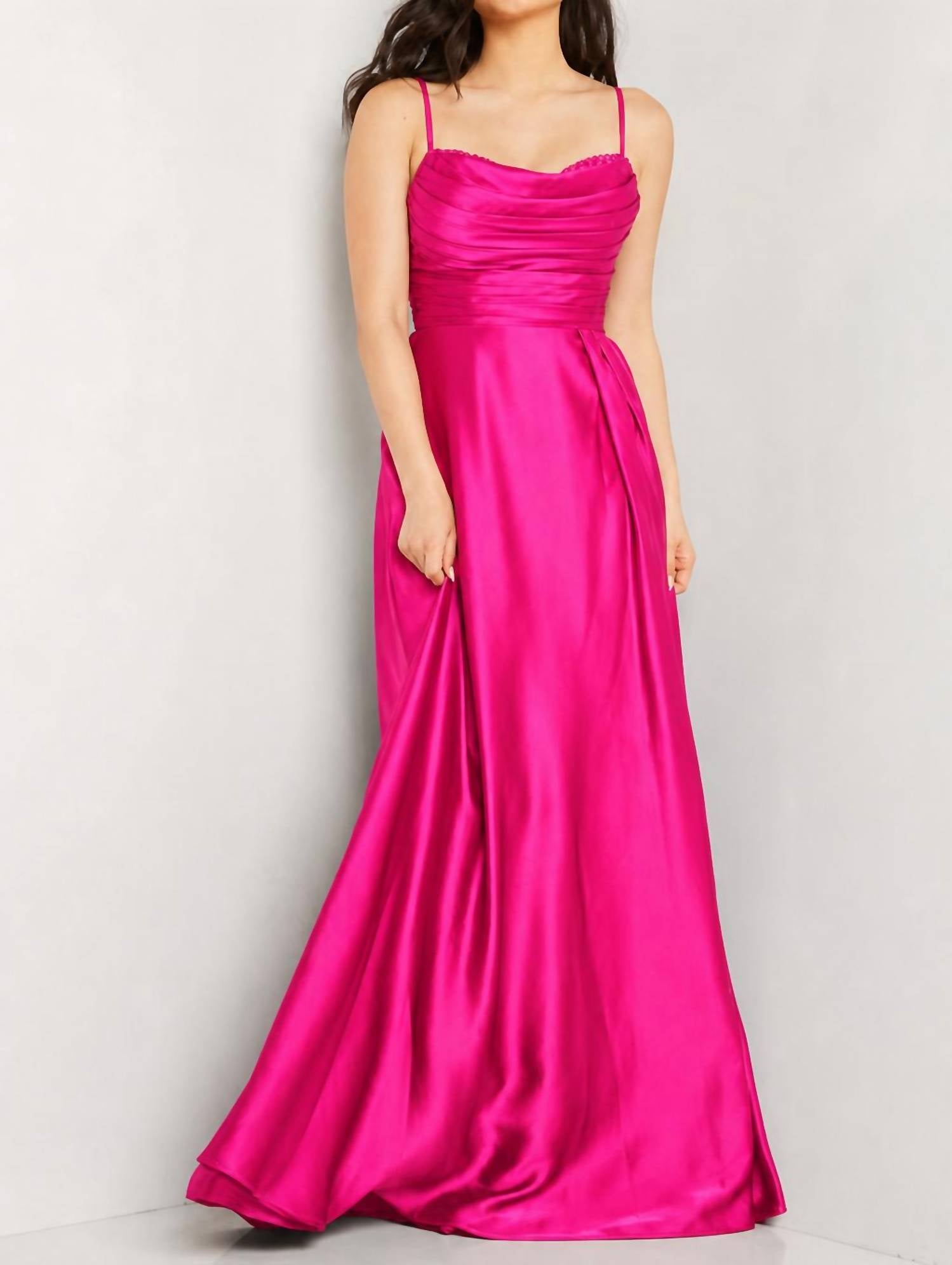 JOVANI Classy A Line Gown in hot pink - women's dress
