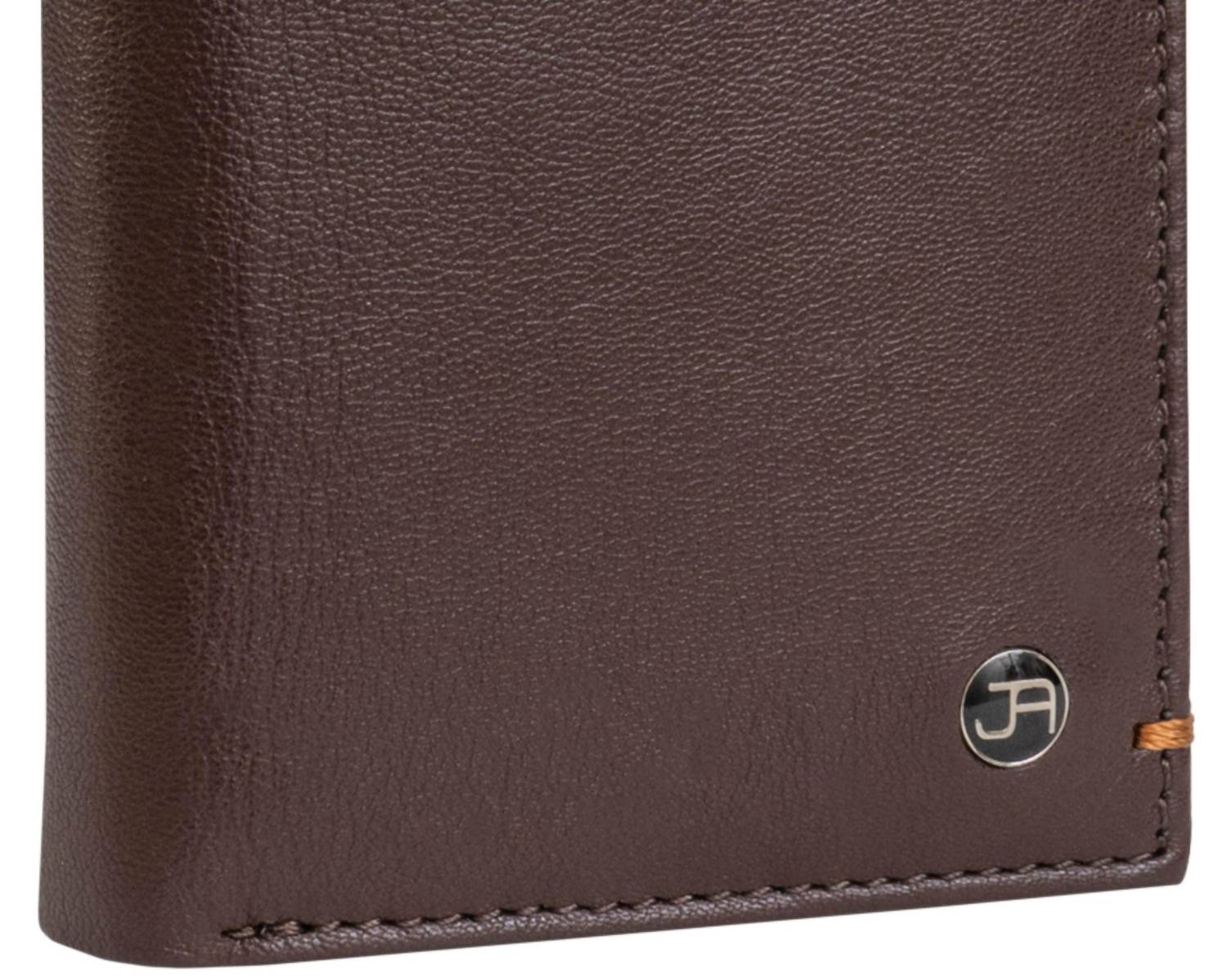 Jack Abrahams - Men's Goat Nappa Leather Bi-fold Wallet With Zipper Pocket