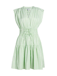 Derek Lam 10 Crosby Tora Pintuck Stripe Shirting Dress in kelly green white - women's dress - view 5