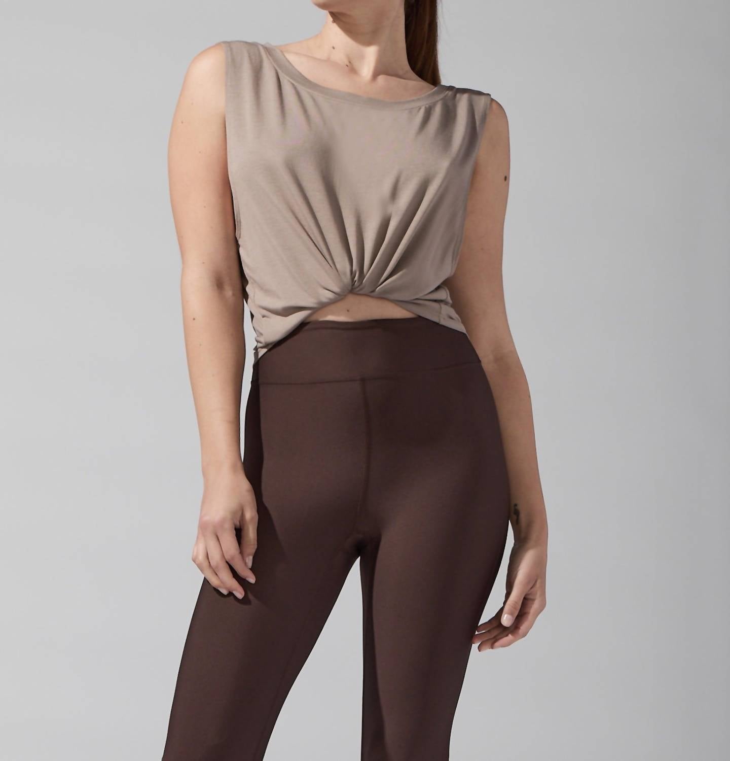 HEROINE SPORT Jersey Base Tank Top in taupe - women's tank top - alternate view