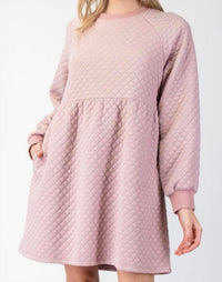 ee:some Textured Babydoll Dress in dusty rose - women's dress - detail view