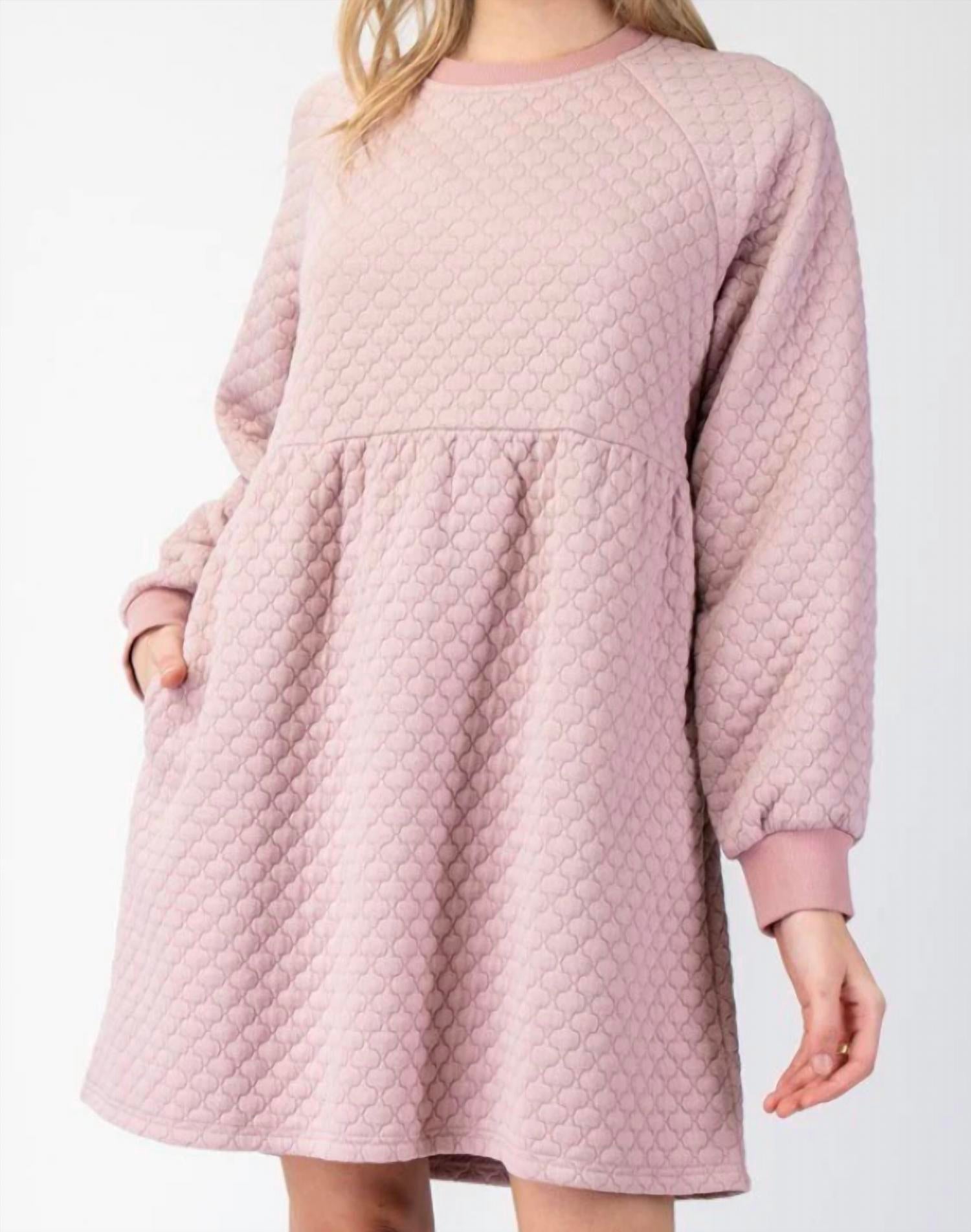 ee:some Textured Babydoll Dress in dusty rose - women's dress - detail view