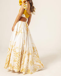 LEAFS SHOULDER RUFFLE DRESS