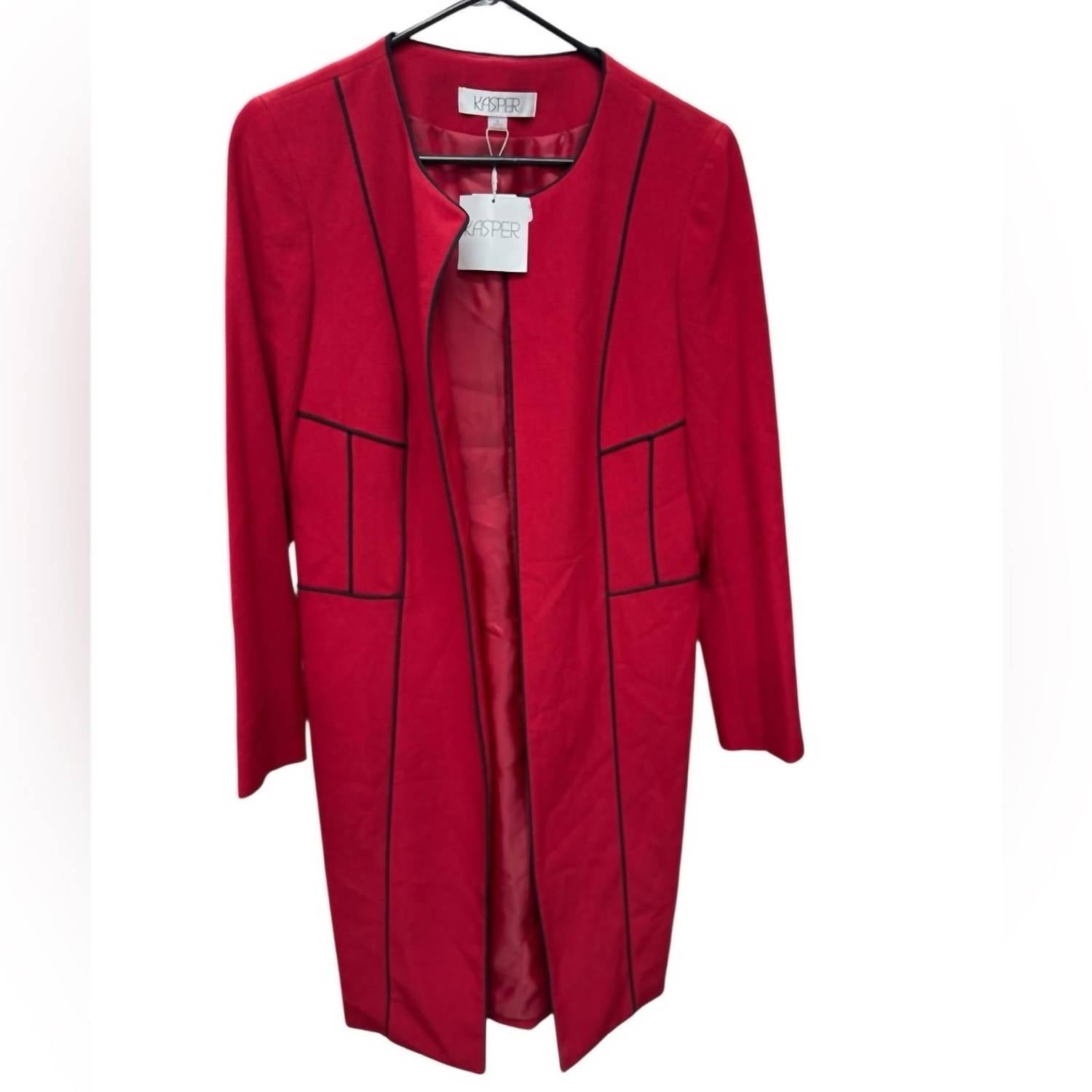 Kasper Women's Long Sleeve Unlined Blazer in red - women's jacket - detail view
