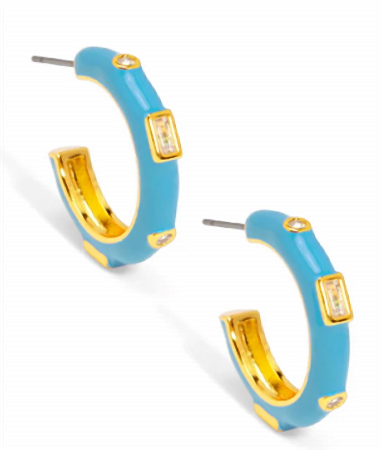 ZENZII Women's Small Enamel Crystal Earrings in blue - women's jewelry