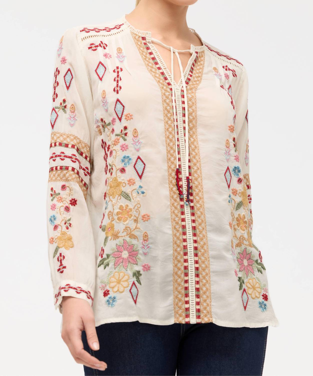 Johnny Was PAULINA SHIRT in ecru - women's blouse