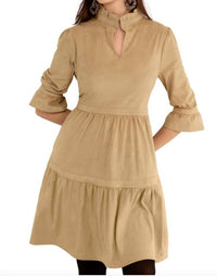 GRETCHEN SCOTT Ultra Suede Teardrop Mini Dress in beige - women's dress
