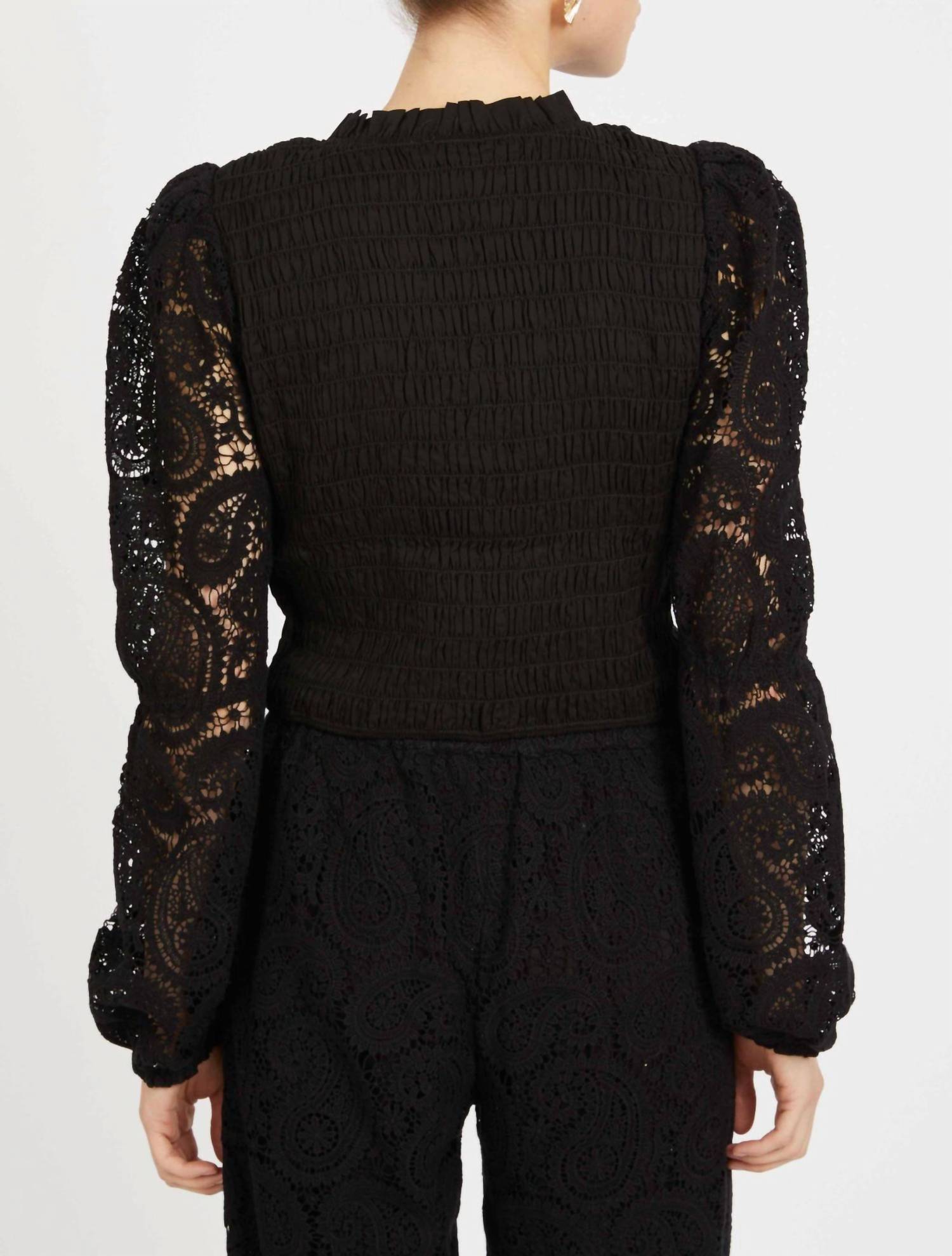 CABALLERO Women's Arabella Top in black - women's long sleeve top - alternate view