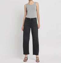 FLYING MONKEY High Rise Barrel Jeans in rebel black - women's jeans