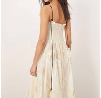 Arrange Mirrored Applique Floral Embroidered Cami Maxi Dress in buttermilk - women's dress - alternate view