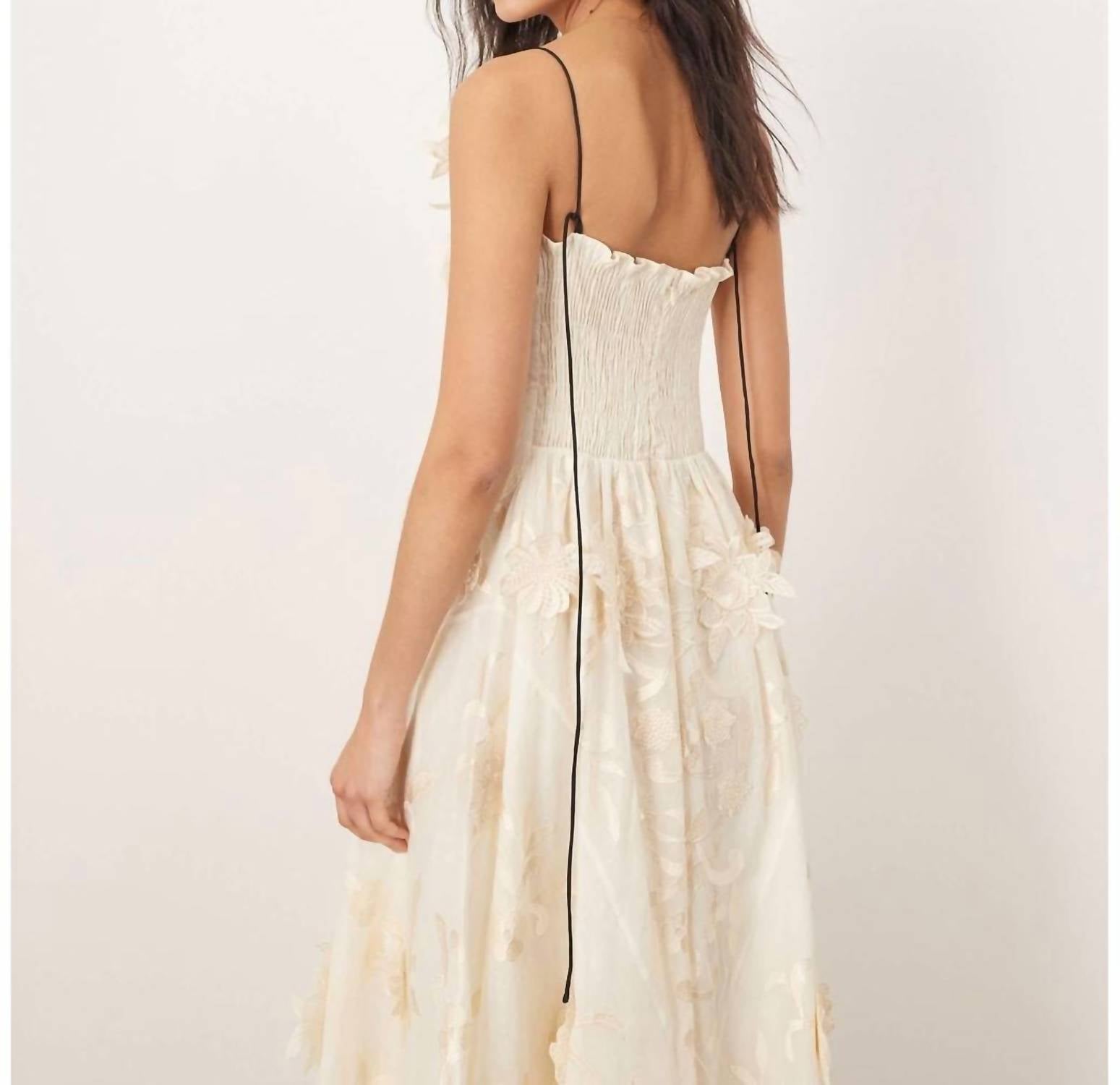 Arrange Mirrored Applique Floral Embroidered Cami Maxi Dress in buttermilk - women's dress - alternate view