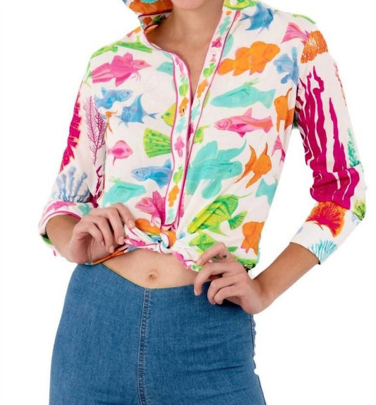 Gretchen Scott - What A Catch Bright Boyfriend Shirt