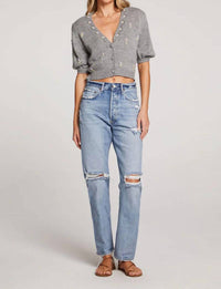 Saltwater Luxe - Short Sleeve Embroidered Sweater
