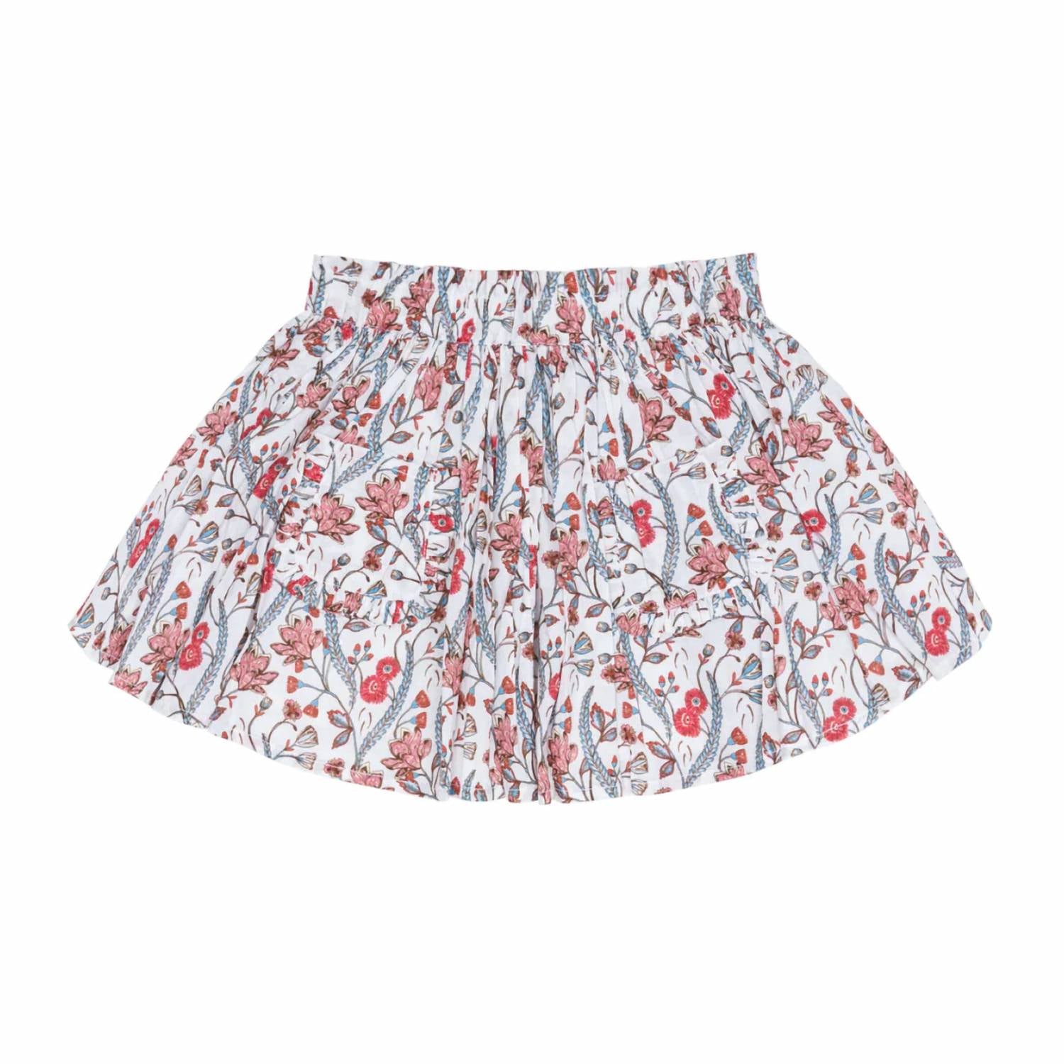 Minnow - Kid's Feathered Floral Paperbag Skirt