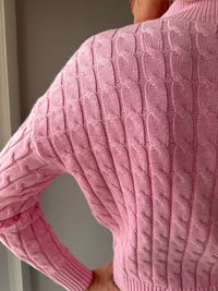 J. Society Poppy Cable Long Sleeve Sweater in bubblegum - women's sweater - alternate view