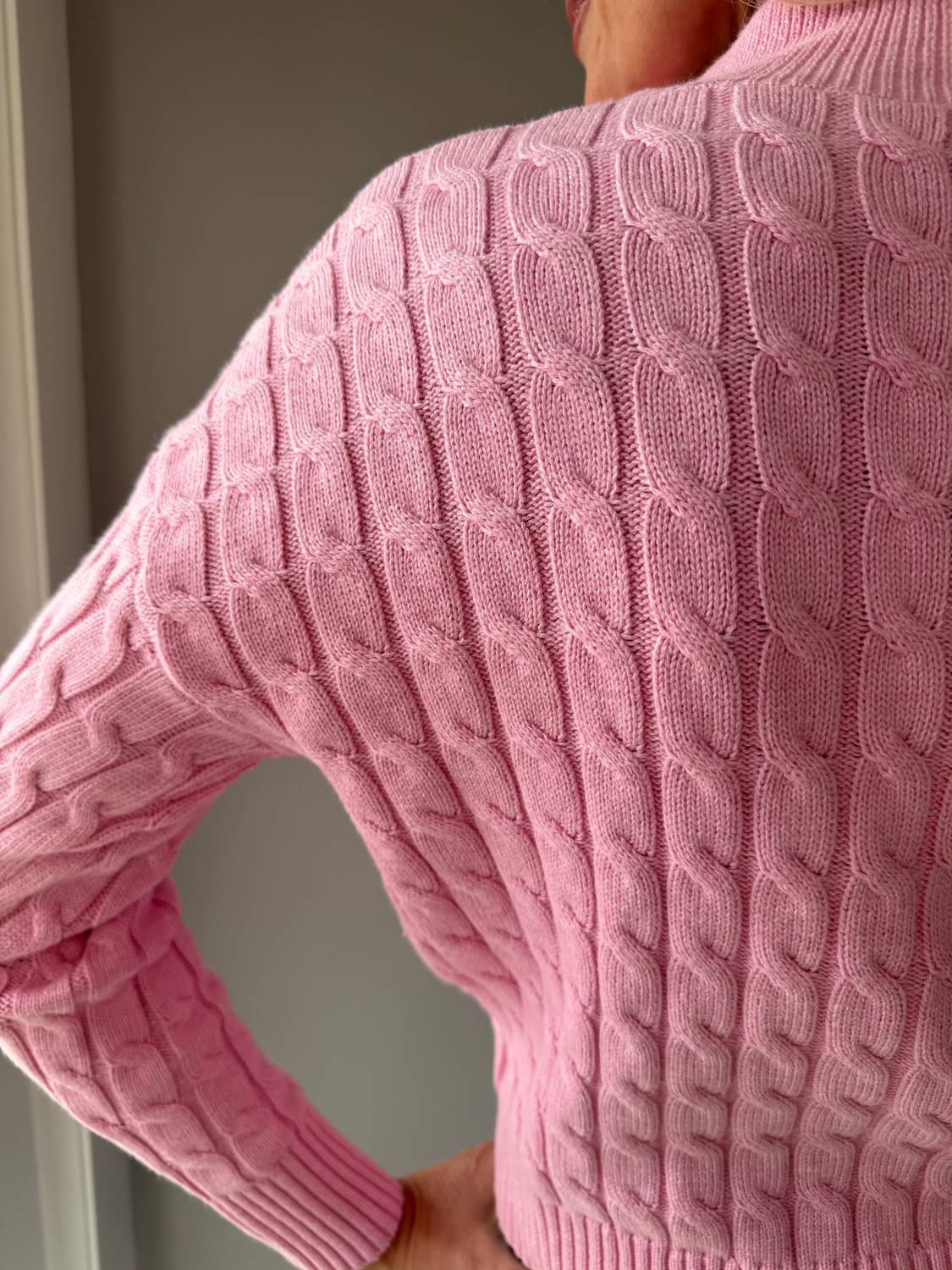 J. Society Poppy Cable Long Sleeve Sweater in bubblegum - women's sweater - alternate view