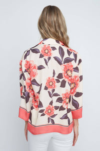 Renuar Bloom Garden Blouse in coral - women's blouse - alternate view