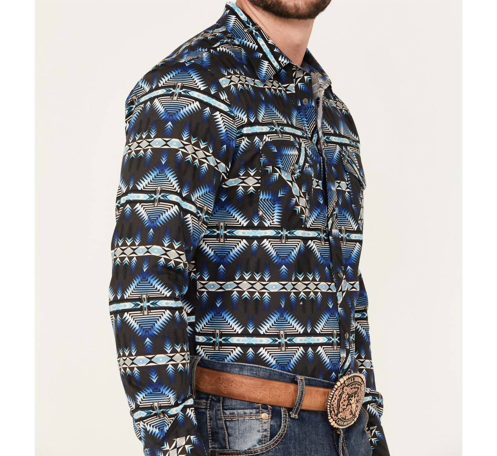 Rock & Roll Denim - Modern Fit Aztec Woven Snap Shirt