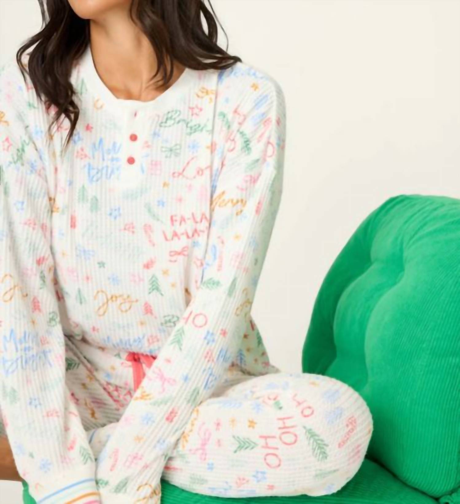 PJ Salvage Ski Jammie Classics Fa La La Pajama Set in ivory - women's sleepwear - view 4
