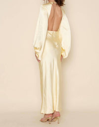 Fore Collection - Denise Long Sleeve Satin Slip Maxi Dress