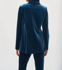 Joseph Ribkoff - Velvet Fitted Blazer And Pant Suit Set