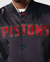 Starter - Men's Detroit Pistons History Month Quilted Lining Satin Full-Snap Jacket
