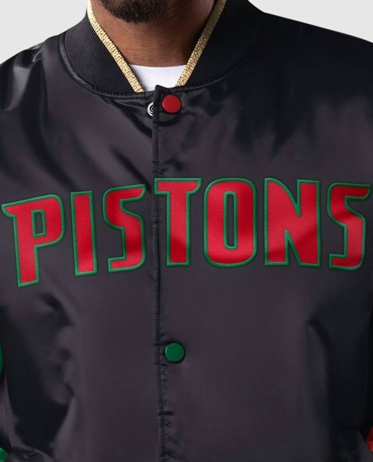 Starter - Men's Detroit Pistons History Month Quilted Lining Satin Full-Snap Jacket