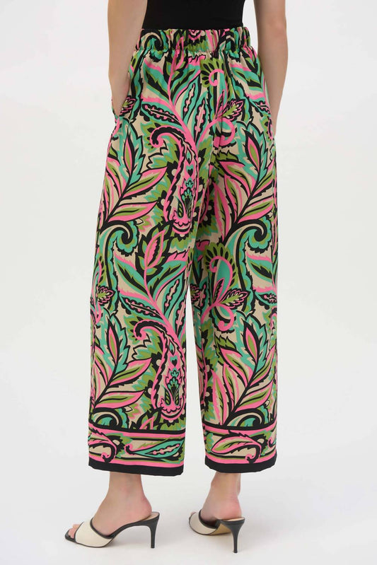 Joseph Ribkoff - Woven Paisley Print Wide-leg Pants