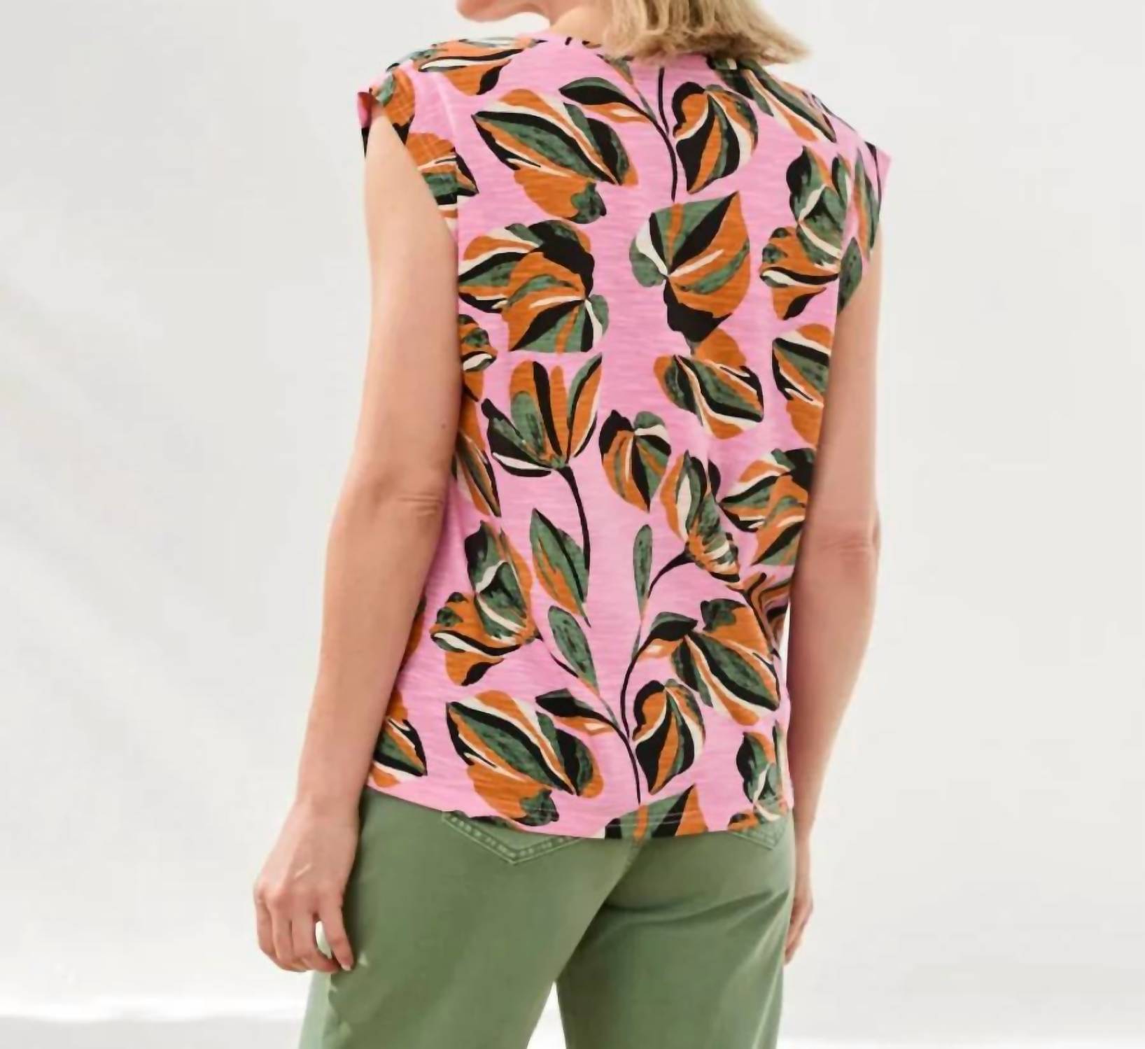 Tribal - V-neck Cap Sleeve Top