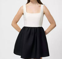 FRENCH CONNECTION Square Neck Sleeveless Mini Dress in porc crm blk - women's dress - view 4