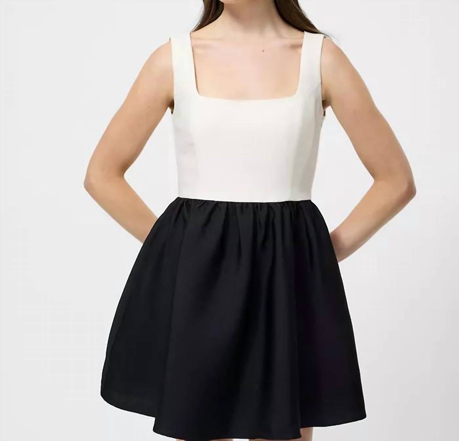 FRENCH CONNECTION Square Neck Sleeveless Mini Dress in porc crm blk - women's dress - view 4