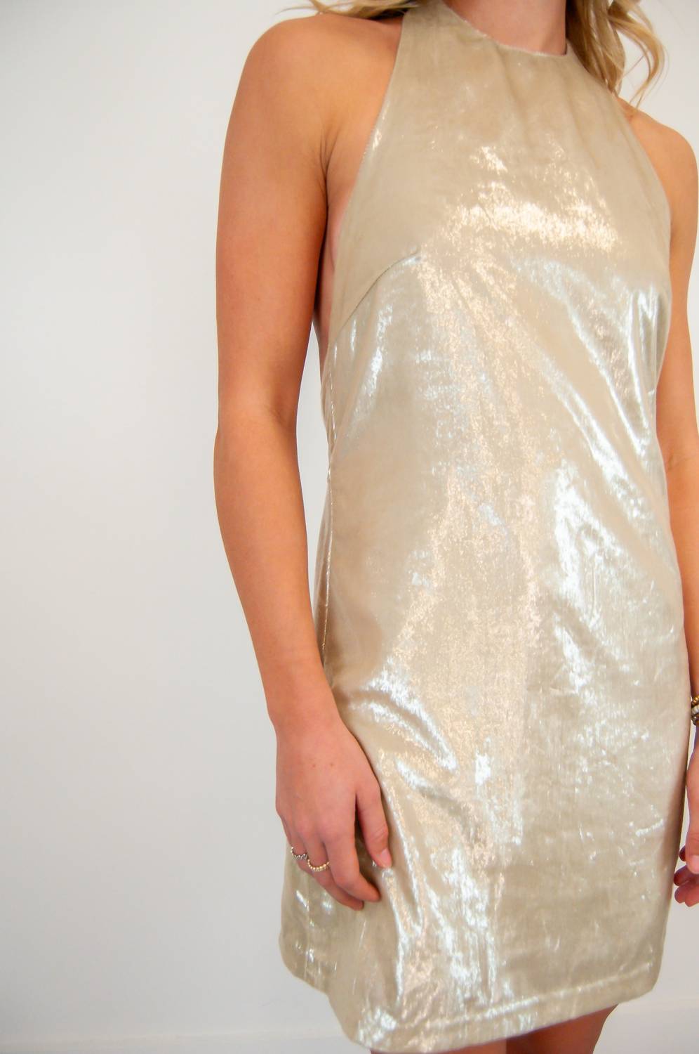 GLAM All About The Shine Mini Dress in champagne - women's dress - view 5
