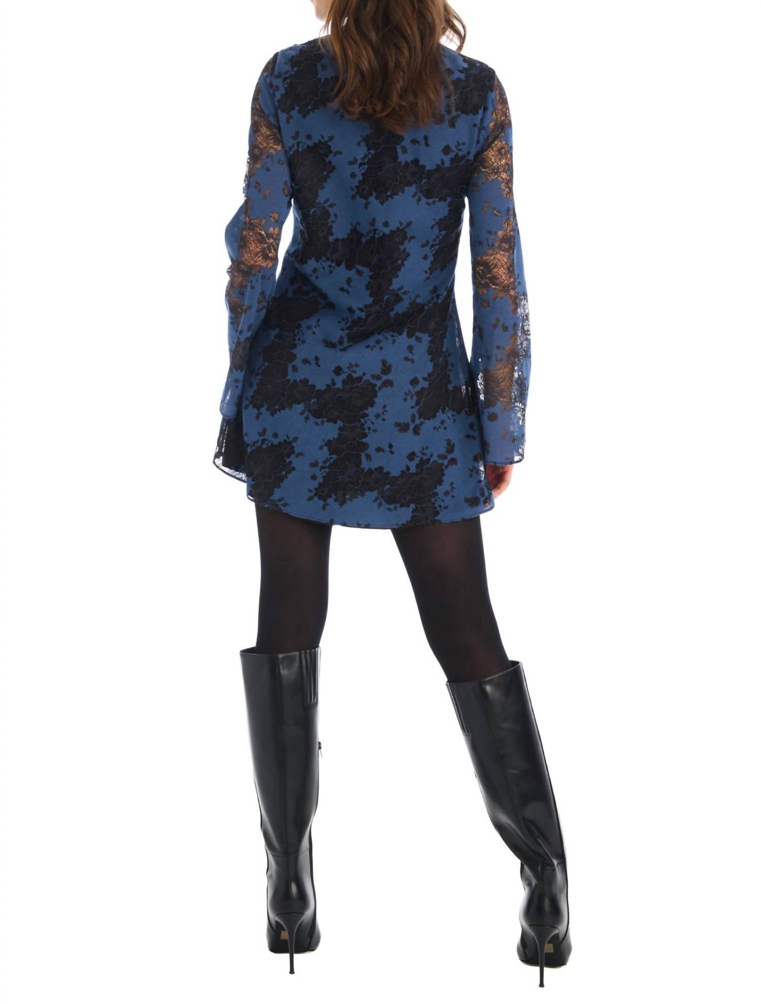 ALLISON NEW YORK Melody Mini Dress in blue black - women's dress - alternate view