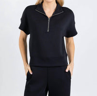 Elliott Lauren - Comfort Zone Quarter Zip Short Sleeve Sweater