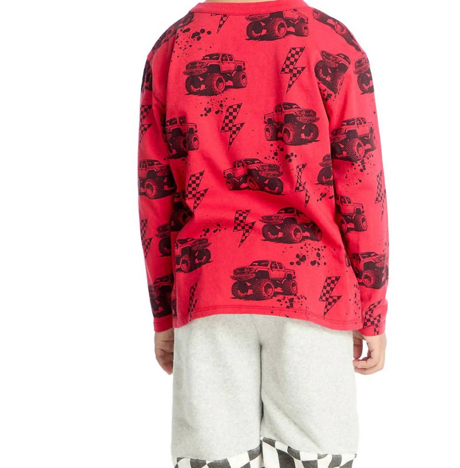 Chaser Boys Monster Trucks Tee in crimson - kids' shirt - detail view