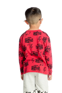 Chaser Boys Monster Trucks Tee in crimson - kids' shirt - alternate view