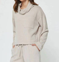 Current Air - Cowl Neck Pullover Sweatshirt And Wide Leg Pants Set