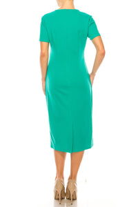 Maggy London - Short Sleeve Ruched Sheath Dress