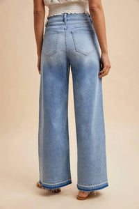 Anniewear - Comfort Stretch Patchwork Wide Leg Jeans