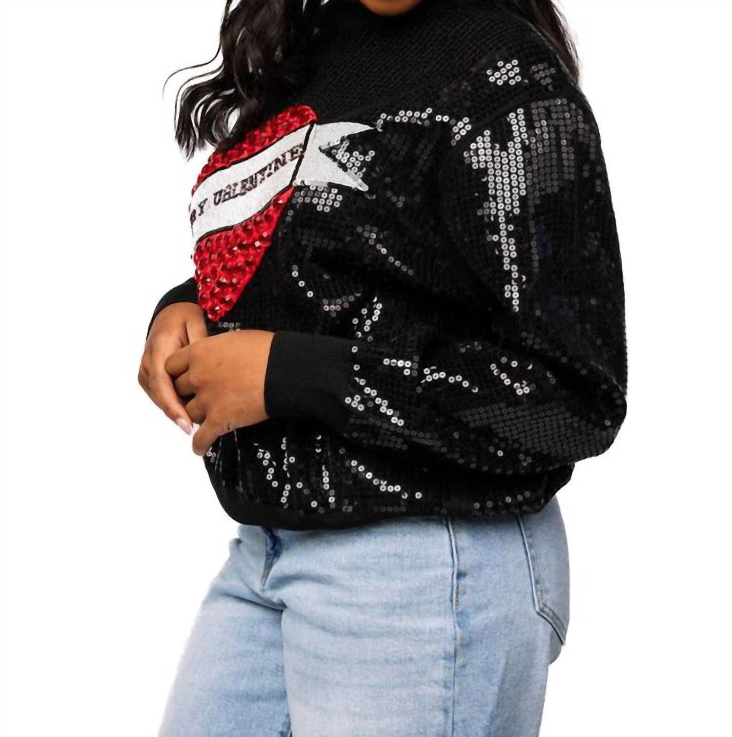 QUEEN OF SPARKLES Be My Valentine Top in black - women's sweater - view 4