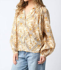 Olivaceous - Runa Mix Long Sleeve Blouse