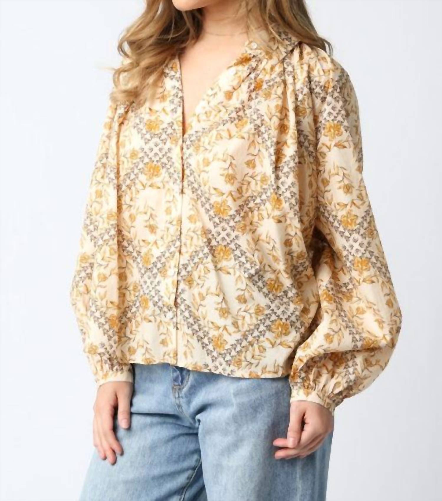 Olivaceous - Runa Mix Long Sleeve Blouse
