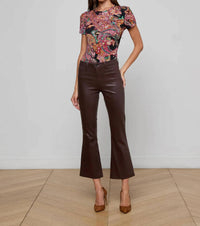 L'Agence Kendra Cropped Flare Pant in chocolate coated - women's pants